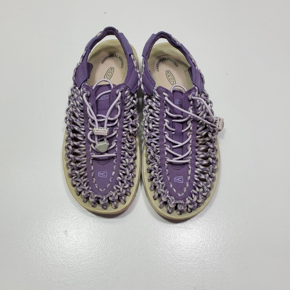 KEEN Uneek Womens Bungee Braided Cord Purple & White Sandals Unique SZ 9.5